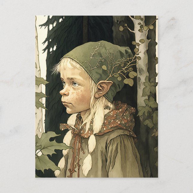 Der Waldelf Vintage Postkarte (Vorderseite)