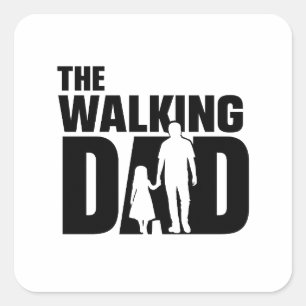 Der Walking Dad Vater-Tochter-Aufkleber Quadratischer Aufkleber