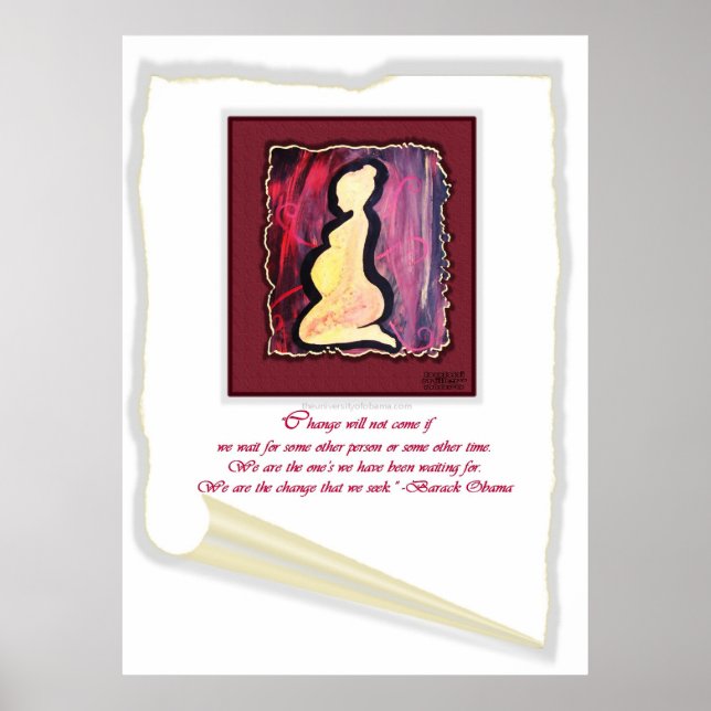 "Der Wandel kommt nicht..." Barack Obama Zitat. Poster (Vorne)