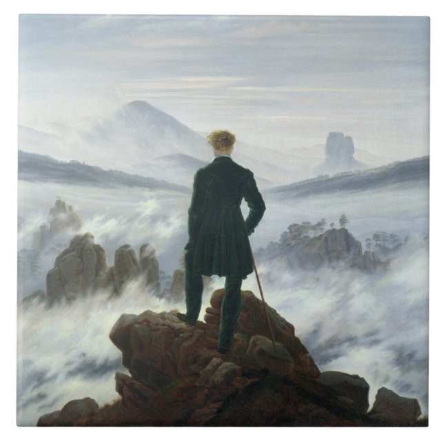 Der Wanderer über dem Meer von Nebel, 1818 Fliese (Vorderseite)