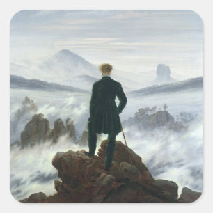 Der Wanderer über dem Meer von Nebel, 1818 Quadratischer Aufkleber