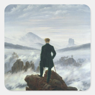 Der Wanderer über dem Meer von Nebel, 1818 Quadratischer Aufkleber