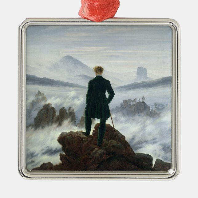 Der Wanderer über dem Meer von Nebel, 1818 Silbernes Ornament (Vorne)