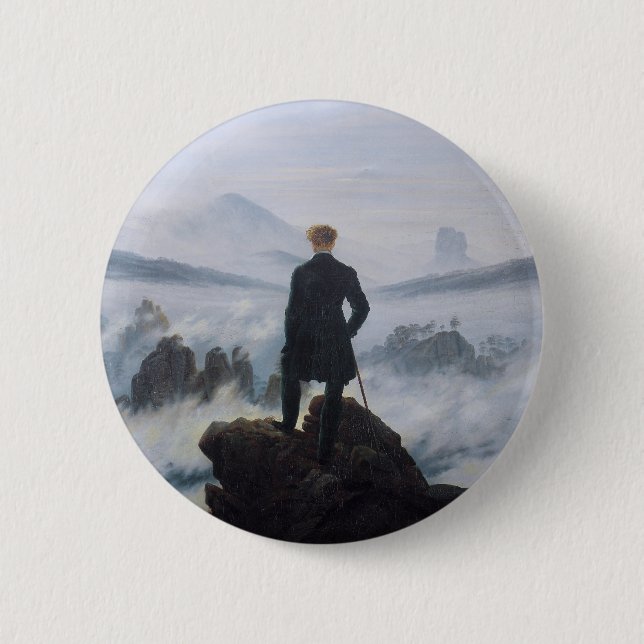 Der Wanderer über dem Nebelmeer Button (Vorderseite)