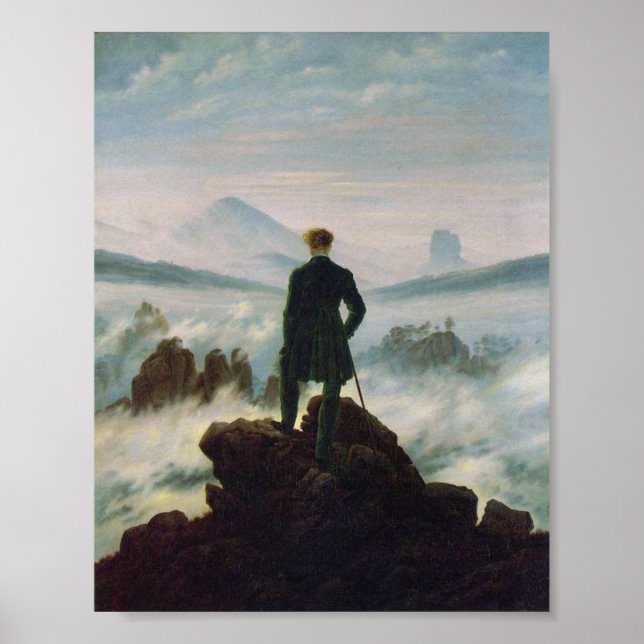 Der Wanderer über dem Nebelmeer Poster (Vorne)