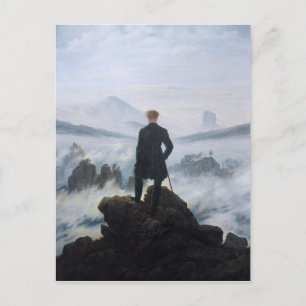 Der Wanderer über dem Nebelmeer von Caspar David Postkarte