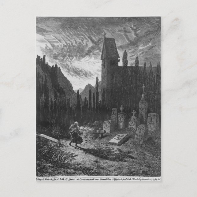 Der Wanderjuw im Friedhof Postkarte (Vorderseite)