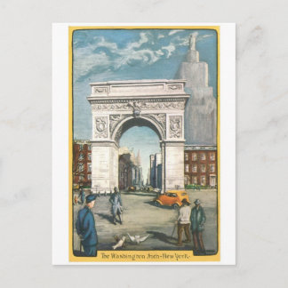 Der Washington Arch. New York. Vintage Malerei. Postkarte