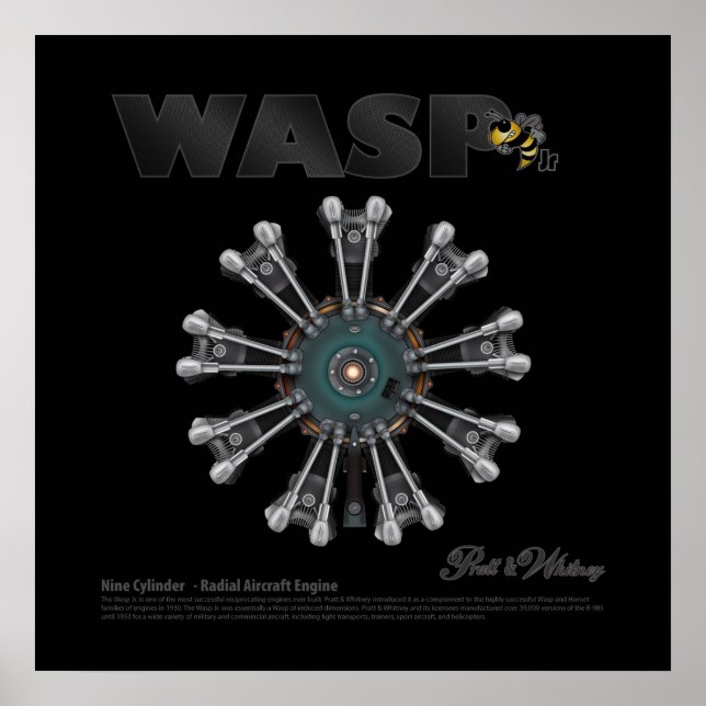 Der "Wasp Jr." Radial Motor Art Poster (Vorne)
