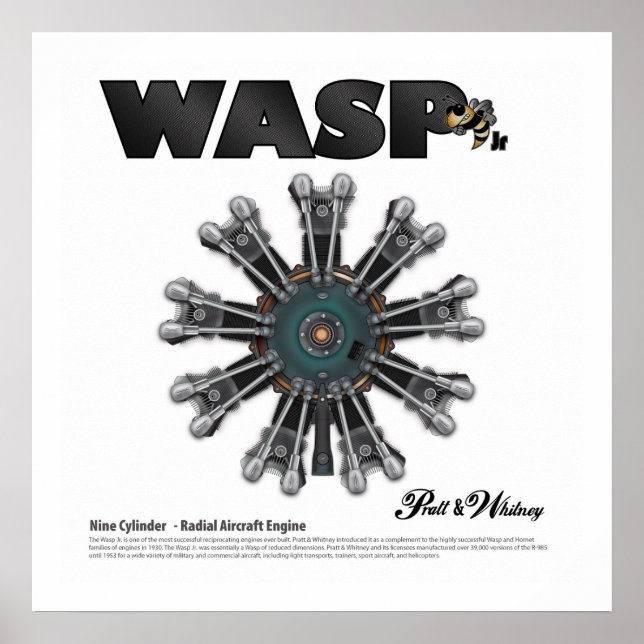 Der "Wasp Jr." Radial Motor Art Poster (Vorne)