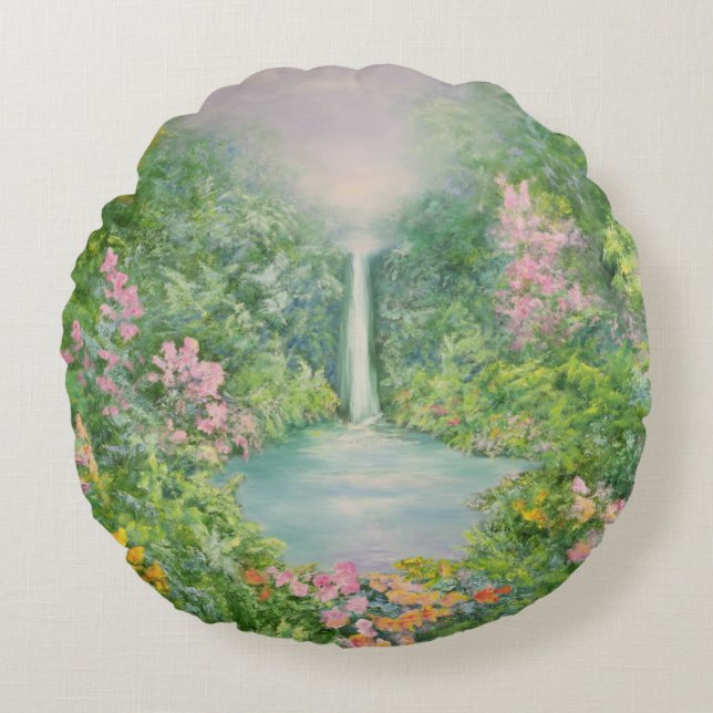Der Wasserfall 1997 Rundes Kissen (Vorderseite)