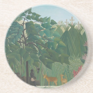 Der Wasserfall von Henri Rousseau, Vintage Fine Ar Sandstein Untersetzer