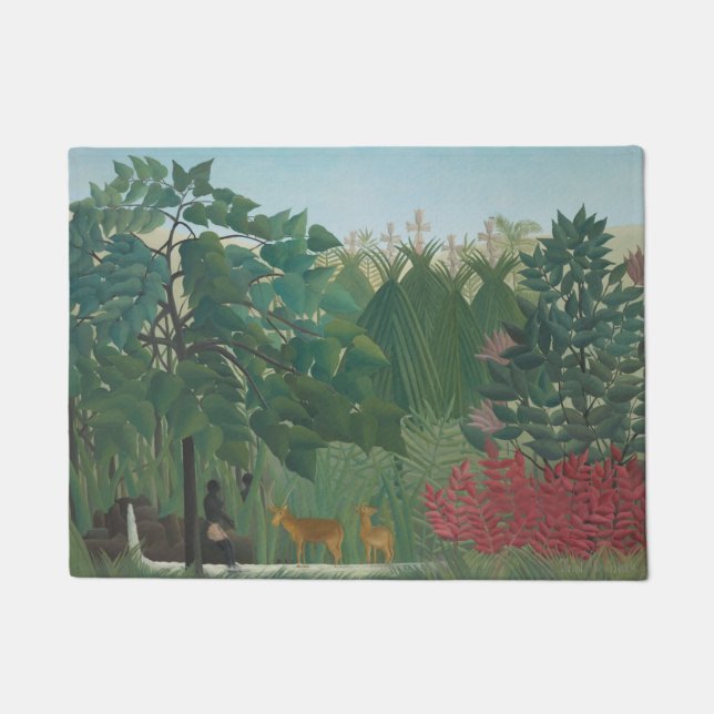 Der Wasserfall von Henri Rousseau, Vintage Kunst Fußmatte (Vorderseite)