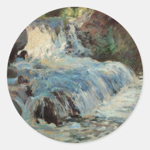 Der Wasserfall von Twachtman, Vintager Impressioni Runder Aufkleber