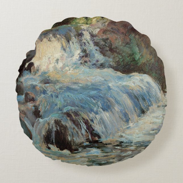Der Wasserfall von Twachtman, Vintager Impressioni Rundes Kissen (Vorderseite)