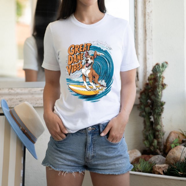 Der Wave Rider Great Dane Hund Surfen T-Shirt (Von Creator hochgeladen)