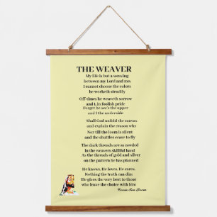 DER WEAVER POEM WANDTEPPICH MIT HOLZRAHMEN