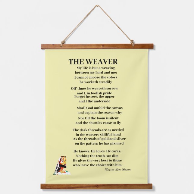 DER WEAVER POEM WANDTEPPICH MIT HOLZRAHMEN (Vorderseite)