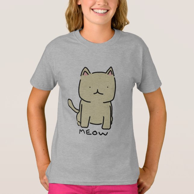 Der Wecker-T - Shirt des Meow-Mädchens (Vorderseite)