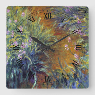 Der Weg durch die Schwertlilien von Claude Monet Quadratische Wanduhr