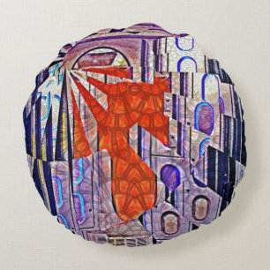 Der Weg von morgen heute: Kunst der Zukunft Rundes Kissen