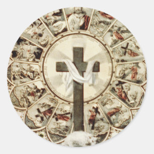 Der Weg zum Heiligen Kreuz Runder Aufkleber