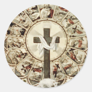Der Weg zum Heiligen Kreuz Runder Aufkleber