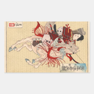 Der weibliche Krieger Hangaku Rechteckiger Aufkleber