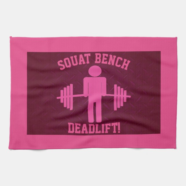 Der Weightlifting-Turnhallen-Tuch der Frauen rosa Geschirrtuch (Horizontal)