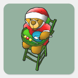 Der Weihnachtsbär Quadratischer Aufkleber