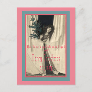 Der Weihnachtsbaum ist noch nicht verkleidet Feiertagspostkarte