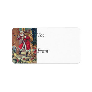 Der Weihnachtsklopfen an der Vintagen Geschenktafe Adressaufkleber