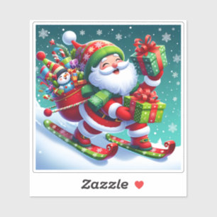 Der Weihnachtslauf mit farbenfrohen Geschenken Aufkleber