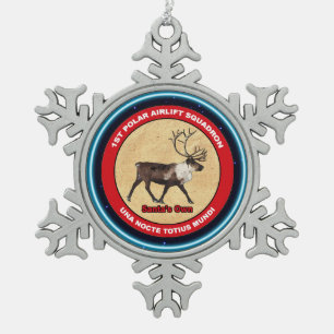 Der Weihnachtsmann - 1. Polar Airlift-Squadron Schneeflocken Zinn-Ornament