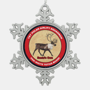Der Weihnachtsmann - 1. Polar Airlift-Squadron Schneeflocken Zinn-Ornament