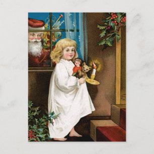Der Weihnachtsmann am Fenster Feiertagspostkarte