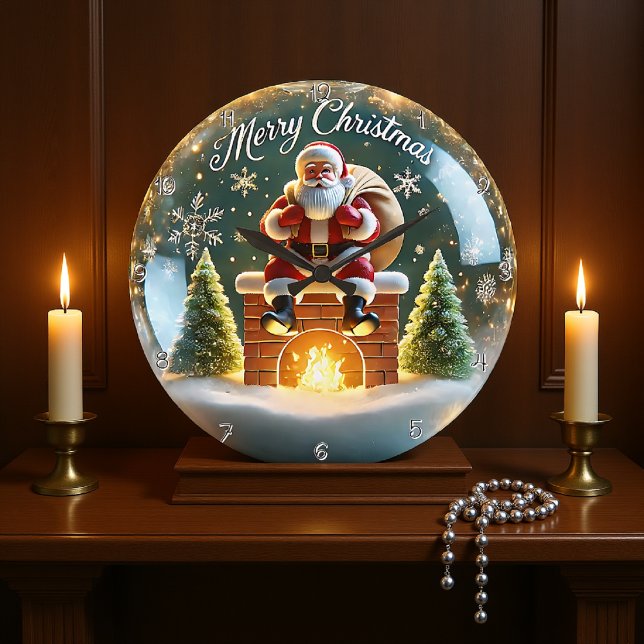 Der Weihnachtsmann am Kamin Große Wanduhr (Von Creator hochgeladen)