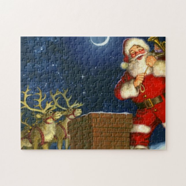Der Weihnachtsmann auf dem Dach Puzzle (Horizontal)