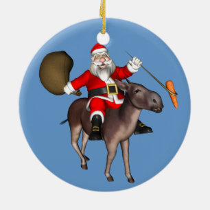 Der Weihnachtsmann auf dem Donkey Keramik Ornament