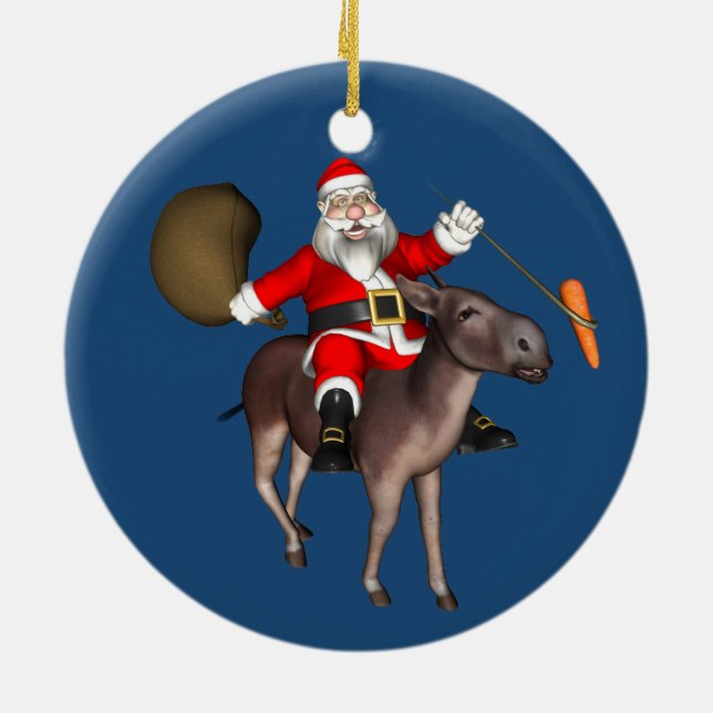 Der Weihnachtsmann auf dem Donkey Keramik Ornament (Hinten)