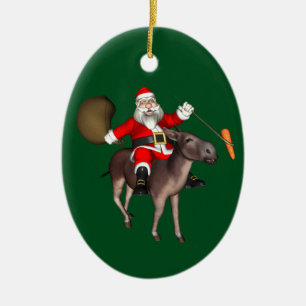 Der Weihnachtsmann auf dem Donkey Keramik Ornament