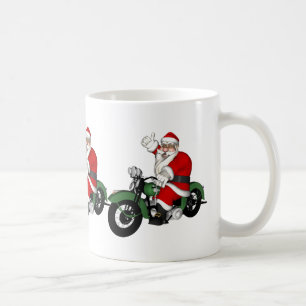 Der Weihnachtsmann auf dem grünen Vintagen Motorra Kaffeetasse
