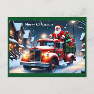 Der Weihnachtsmann auf dem Lastwagen Feiertagspostkarte