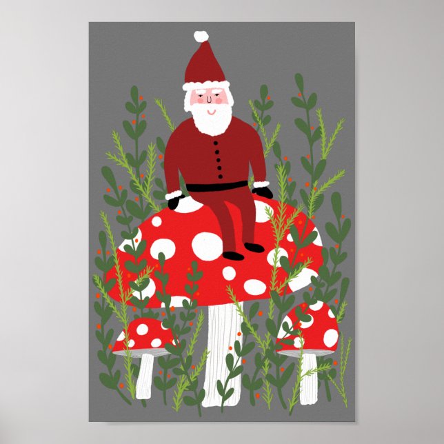 Der Weihnachtsmann auf dem Magischen Pilz Poster (Vorne)