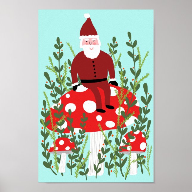 Der Weihnachtsmann auf dem Magischen Pilz Poster (Vorne)