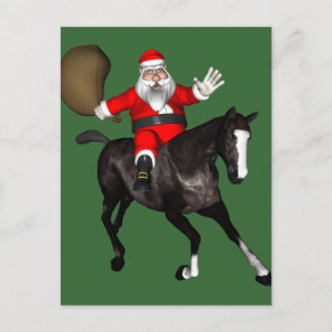 Der Weihnachtsmann auf dem Reiten Feiertagspostkarte