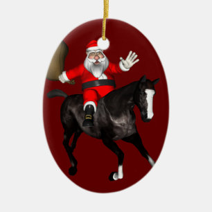 Der Weihnachtsmann auf dem Reiten Keramik Ornament