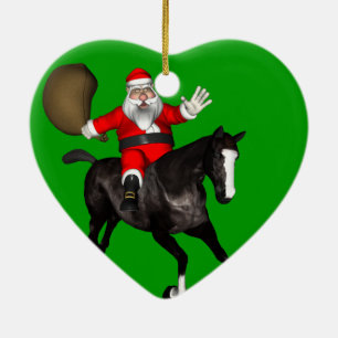 Der Weihnachtsmann auf dem Reiten Keramikornament