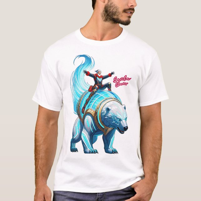 Der Weihnachtsmann auf dem Zauberbären reiten T-Shirt (Vorderseite)
