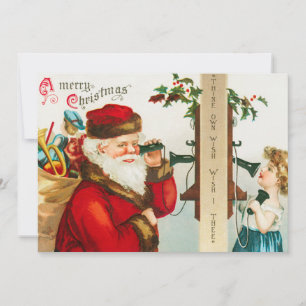 Der Weihnachtsmann auf den Seilhörern, der Kind zu Feiertagskarte